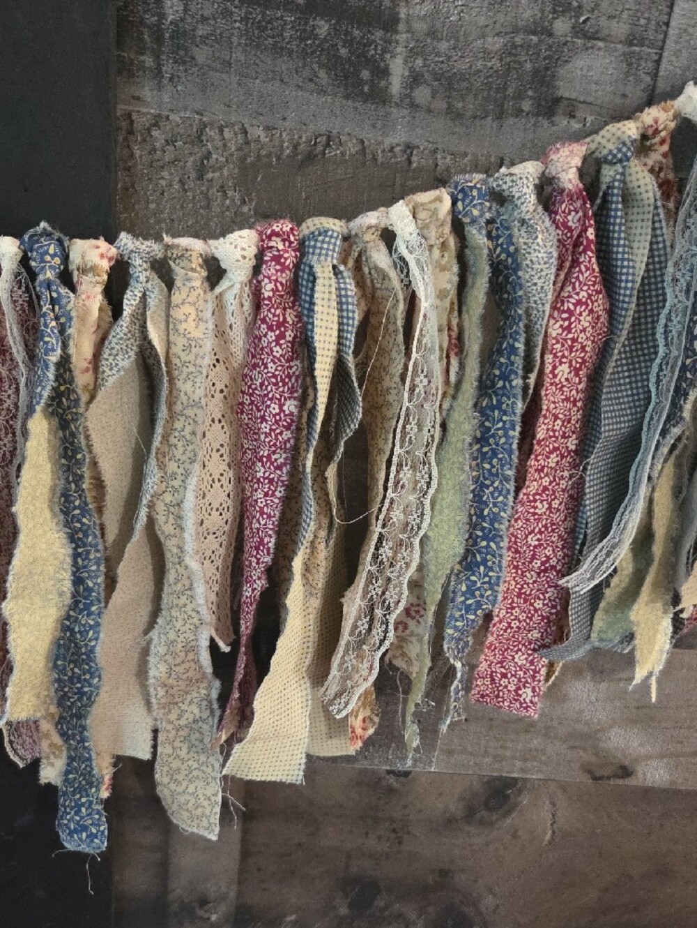 Handcrafted Neutral Fabric Boho Chic Rag Garland - Home Holiday Decor - Picture 5 of 5